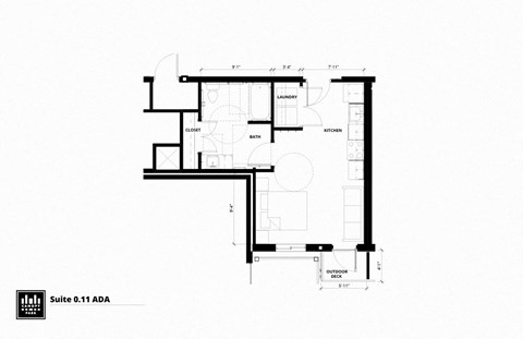 Floor plan for studio, 1 bath, 485 sqft
